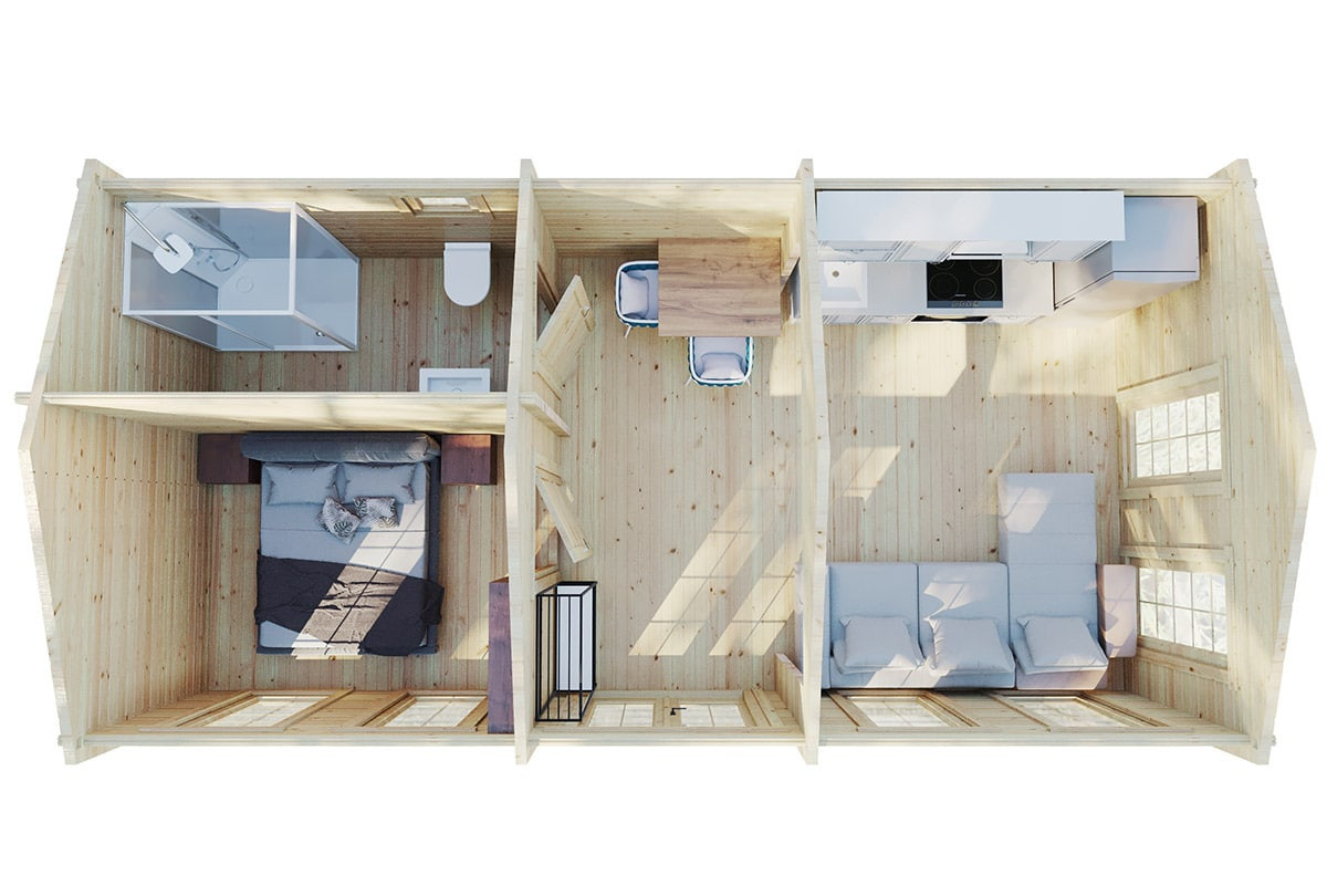 Luxuriöses Blockhaus Schweden mit einem Schlafzimmer B/T: 8 x 4 m - Bild 2