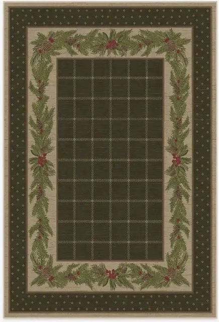 Minimalistischer Teppich mit grünem Pflanzenblumenmuster im Retro-Stil, weicher Plüsch, maschinenwaschbar und rutschfest für dein Wohnzimmer - Bild 1