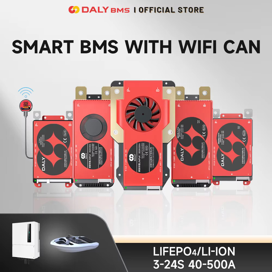 Daly Smart BMS mit WLAN-Modul und CAN für LiFePo4 und Li-Ion Akkus, Farbe: Rot - Bild 2