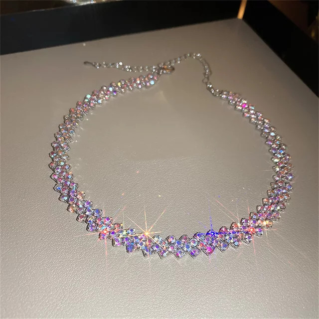 FYUAN Choker Halskette, Bunt, Kristall, Damen - Bild 1