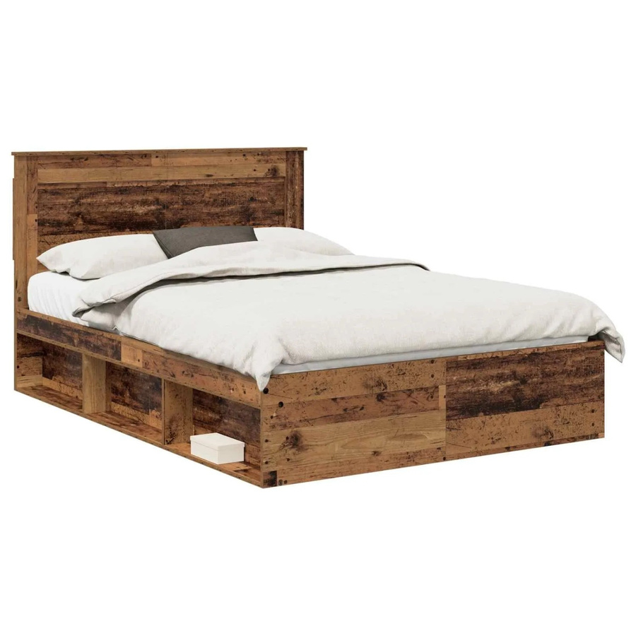 vidaXL Bettrahmen aus massivem Kiefernholz in Braun, B/T/H: 140 x 190 x 143 cm - Bild 2