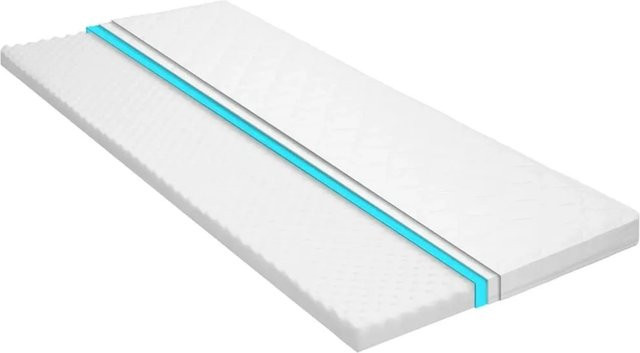 vidaXL Matratzenauflage aus Kaltschaum mit Ei-Profil in Weiß, B/T/H: 90 x 200 x 6 cm - Bild 1