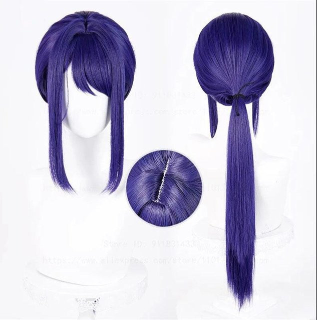 Mita Cosplay Perücke MiSide, Lila Blau, Synthetisch, mit Perückenkappe - Bild 1