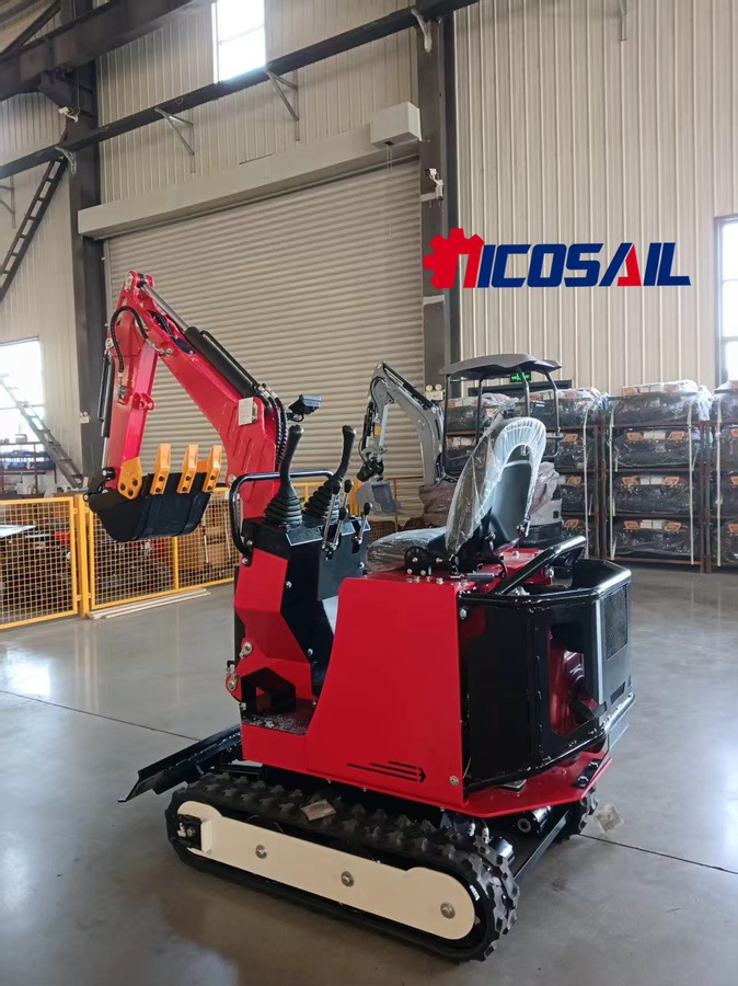 Nicosail Minibagger Raupenbagger in Rot mit 0,8 t Gewicht - Bild 1