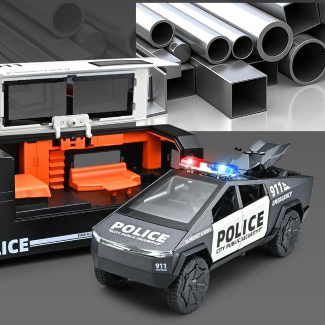 MAKEDA Polizeiauto Feuerwehr, Modellauto, 1:32, Metall, mit Licht und Sound, ab 3 Jahren - Bild 1