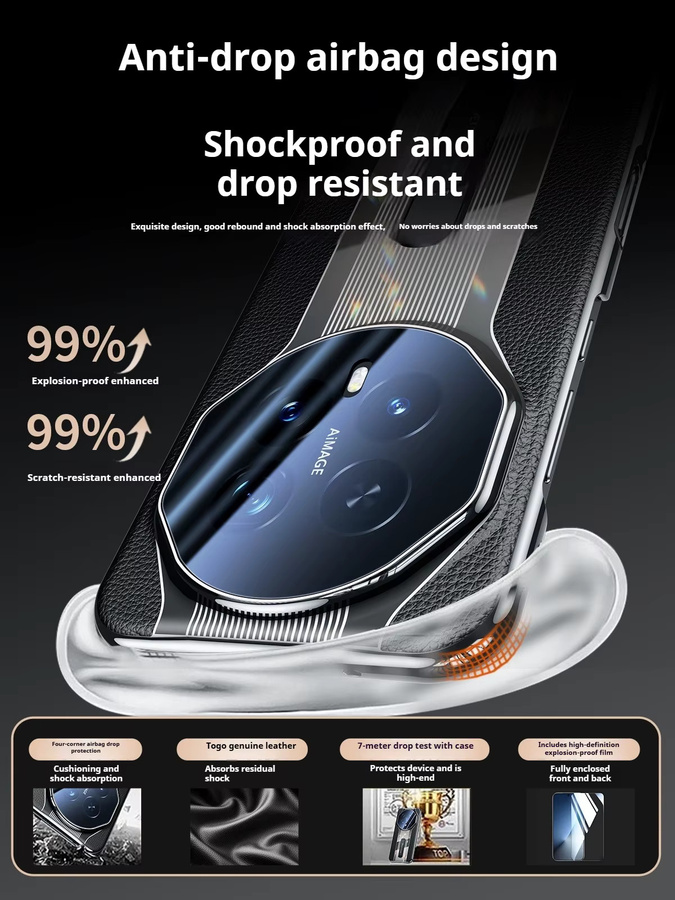 Luxuriöse Echtleder-Hülle für Honor Magic8 Pro und Honor Magic8 mit Supercar-Design, Linsenschutz und integriertem Standfuß in Orange - Bild 3