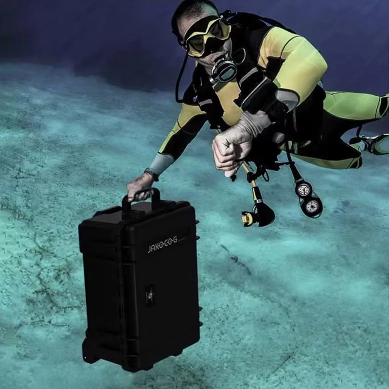 Wasserdichte Werkzeug-Aufbewahrungsbox von OEMG in Schwarz, tragbarer Organizer für Hardware und Instrumentenausrüstung mit Zugstange - Bild 3