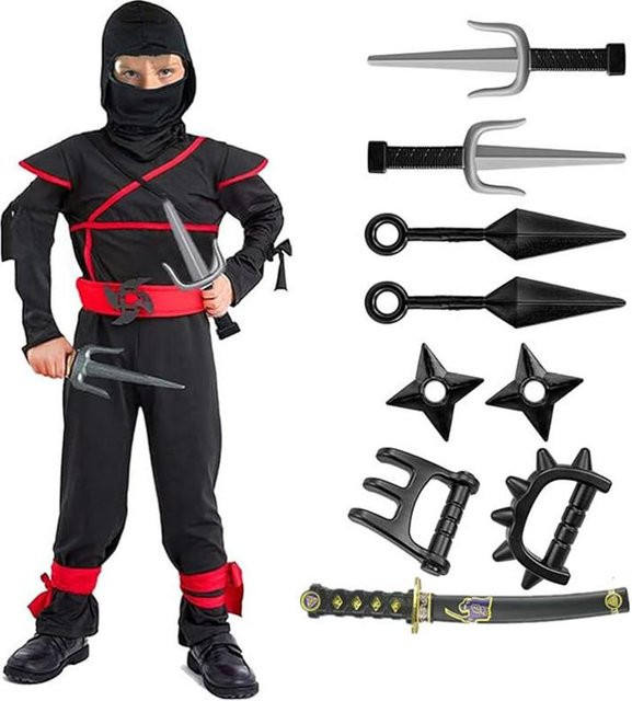 Samurai Kostüm Set für Kinder, Schwarz, mit Schwert Zubehör - Bild 1