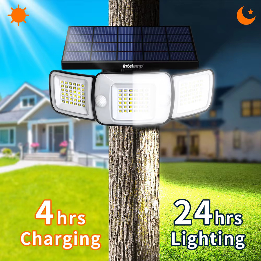 Intelamp Solar Flutlicht mit Bewegungssensor, 1200 Lumen, wasserdicht, Schwarz - Bild 6