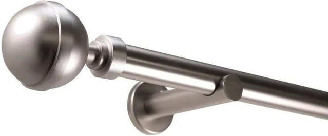 Deco-Raum Gardinenstange nach Maß mit 1 Lauf Kugel Ø 25mm in Edelstahl-optik, Länge: 600 cm - Bild 1