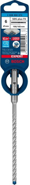 Bosch Expert SDS-plus-7X Hammerbohrer mit Hartmetallspitze, Farbe: Blau/Silber, Durchmesser: 6 mm, Gesamtlänge: 16,5 cm - Bild 2