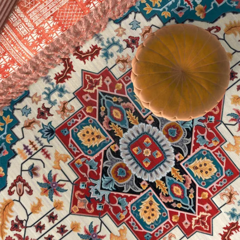 VIKAMA Teppich im Retro-Bohemian-Stil mit floralem Muster, mehrfarbig, für Wohnzimmer und Schlafzimmer - Bild 2