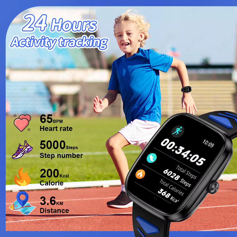 LIGE Smartwatch, Schwarz, Silikon, Kinder, Schrittzähler, wasserdicht - Bild 3