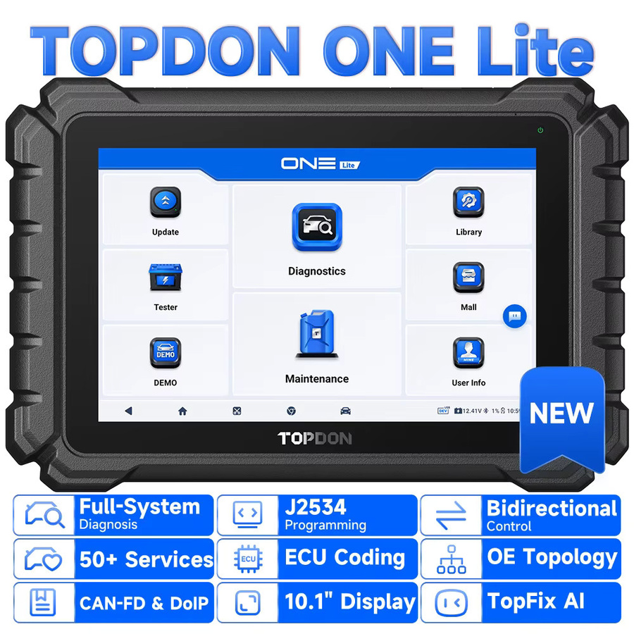 TOPDON ONE LITE Allsystem-Kfz-Diagnosegerät mit OBD2-Scanner, Topologie-Karte, bidirektionaler Steuerung und ECU-Codierung in Schwarz - Bild 2