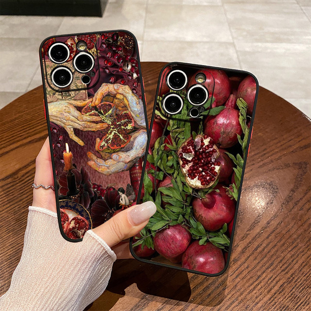 OUIO Handyhülle mit Vintage Granatapfel Blumen Muster in Multicolour für iPhone Modelle - Bild 1