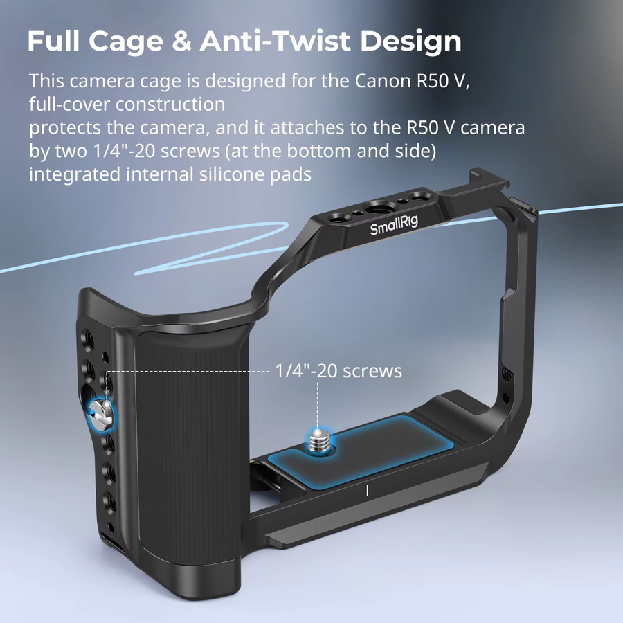 SmallRig Cage für Canon EOS R50 in Schwarz mit Silikongriff und Arca-Swiss Schnellwechselplatte für DJI RS Stabilisatoren - 5427 - Bild 2