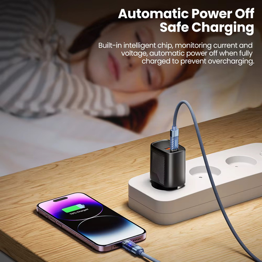 Toocki USB-C auf USB-C Schnellladekabel mit 20 W PD-Leistung in Blau für iPhone und iPad - Bild 3
