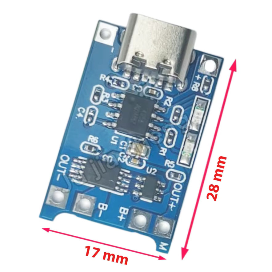 JUJIASHENG TP4056 Lithium-Batterie Ladeplatine Modul mit USB-C und Micro USB Schnittstelle sowie Ladeschutz, Blau - Bild 1