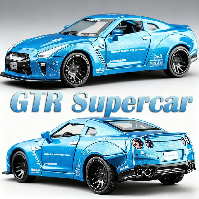 MAKEDA GTR GTR34 Miniatur-Sportwagen-Modell, Maßstab 1:32, mit Licht und Sound, Gelb - Bild 1