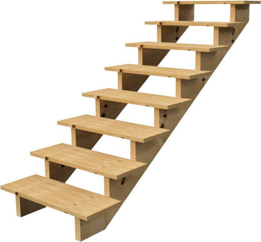 Holztreppe BERLIN in Natur, 8 Stufen, Höhe: 139 cm, Breite: 80 cm, ohne Setzstufen - Bild 1