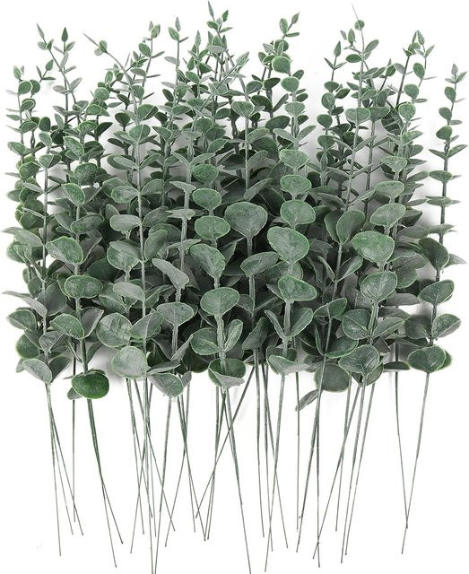 Künstliche Eukalyptus Blätter in Grün für Tischdekoration, Hochzeiten und Garten-Deko (10 Stück) - Bild 1