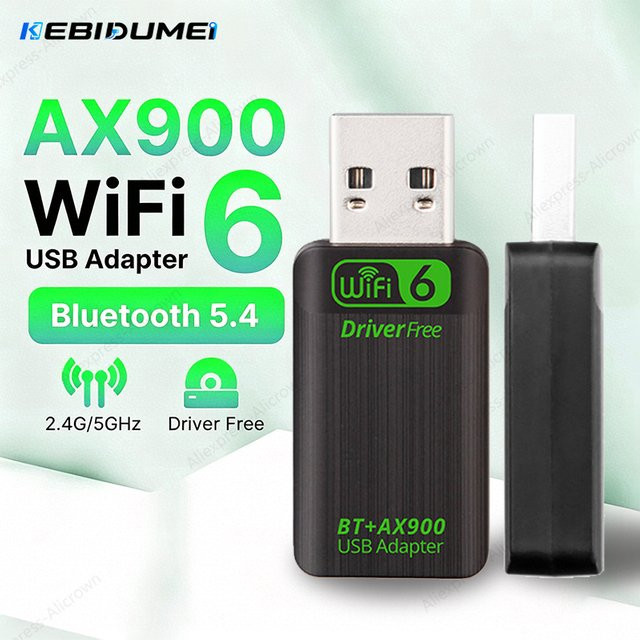 KEBIDUMEI AX900 2in1 USB WiFi 6 und Bluetooth 5.4 Adapter, Dual Band 2,4 GHz & 5 GHz WLAN-Empfänger in Schwarz, treiberfrei für Windows 10/11 - Bild 1