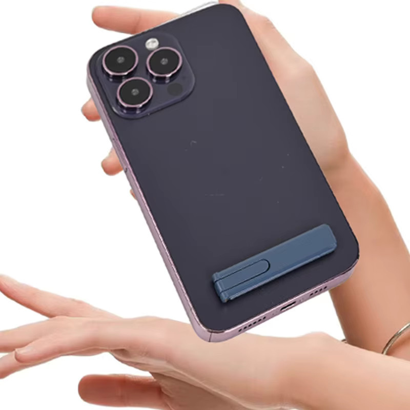 QGhappy Ultradünner Metall-Handyhalter für alle Mobiltelefone, faltbarer Desktop-Mini-Ständer in Blau - Bild 4