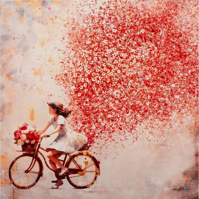 Art Universe Leinwandbild Flowers In The Air, quadratische Wanddekoration in Grau und Multicolour, B/B/H: 100 x 100 x 100 cm - Bild 1