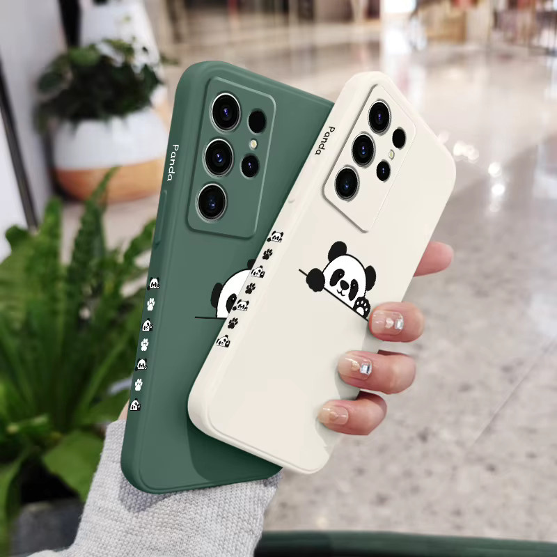 Panda Cute Label Silikonhülle für Samsung Galaxy S26 Plus Ultra in Weiß - Bild 4