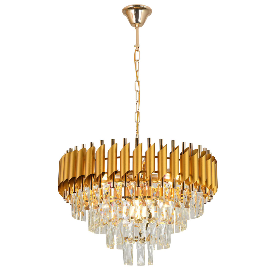 VETRULUS Moderner Kristall-Kronleuchter in Gold/Messing als Decken-Hängelampe für Wohnzimmer und Esszimmer - Bild 4