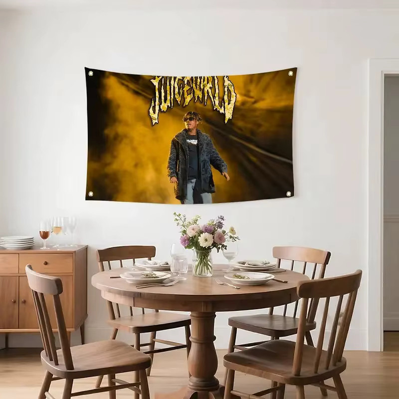 VIKAMA Juice WRLD Wandteppich Musiker Wandbehang Mehrfarbig Stoffbanner für dein Schlafzimmer - Bild 5
