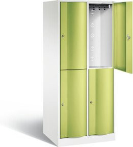 C+P Spind Resisto doppelstöckig XL mit Drehzylinderschlössern und Garderobenstange, Front Viridingrün, Korpus Verkehrsweiß, H x B x T: 195 x 77,2 x 64 cm - Bild 1