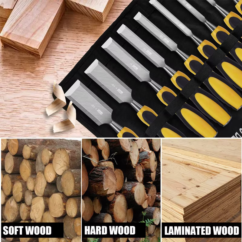 LUCHSHIY Holzmeißel Set mit 9 Teilen für professionelle Holzbearbeitung und DIY Schnitzarbeiten - Bild 6