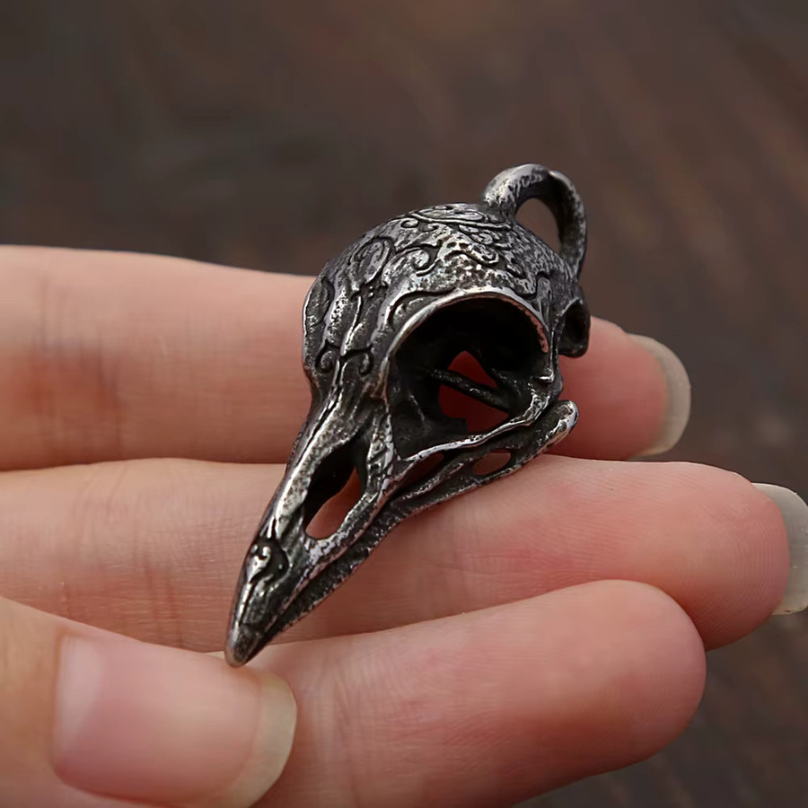 NORTHMAN Anhänger Odin Krähe Schädel, Edelstahl, Silber, Unisex - Bild 2