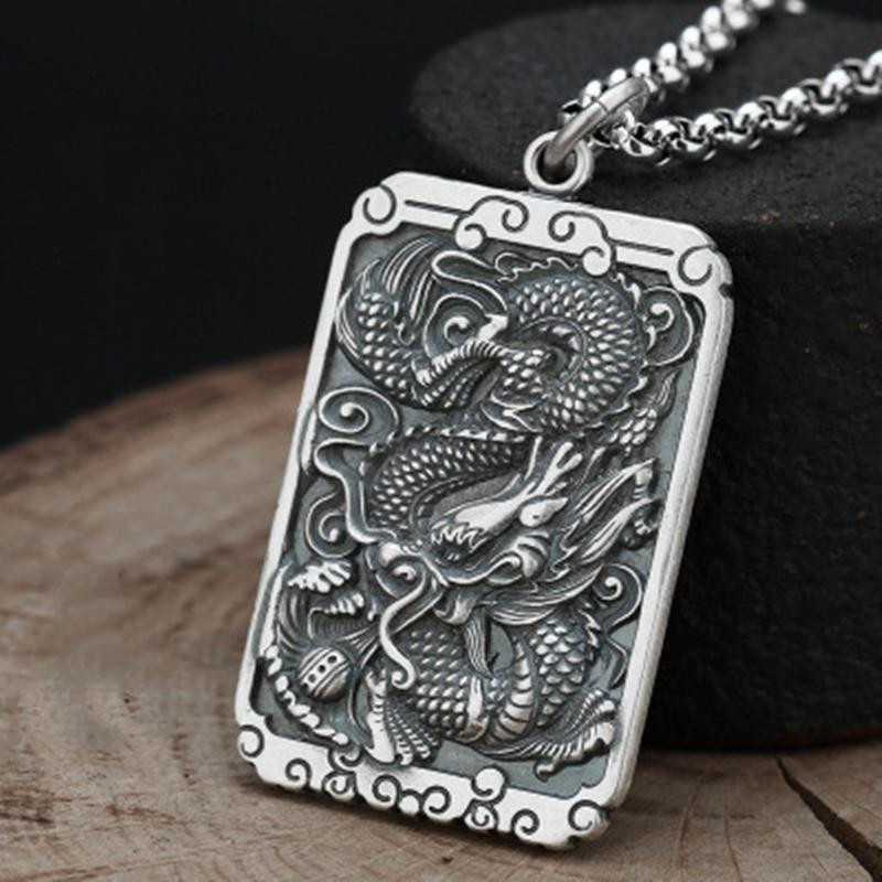 Wucifang Jewelry Halskette mit Drachenanhänger, Silber, Herren - Bild 2