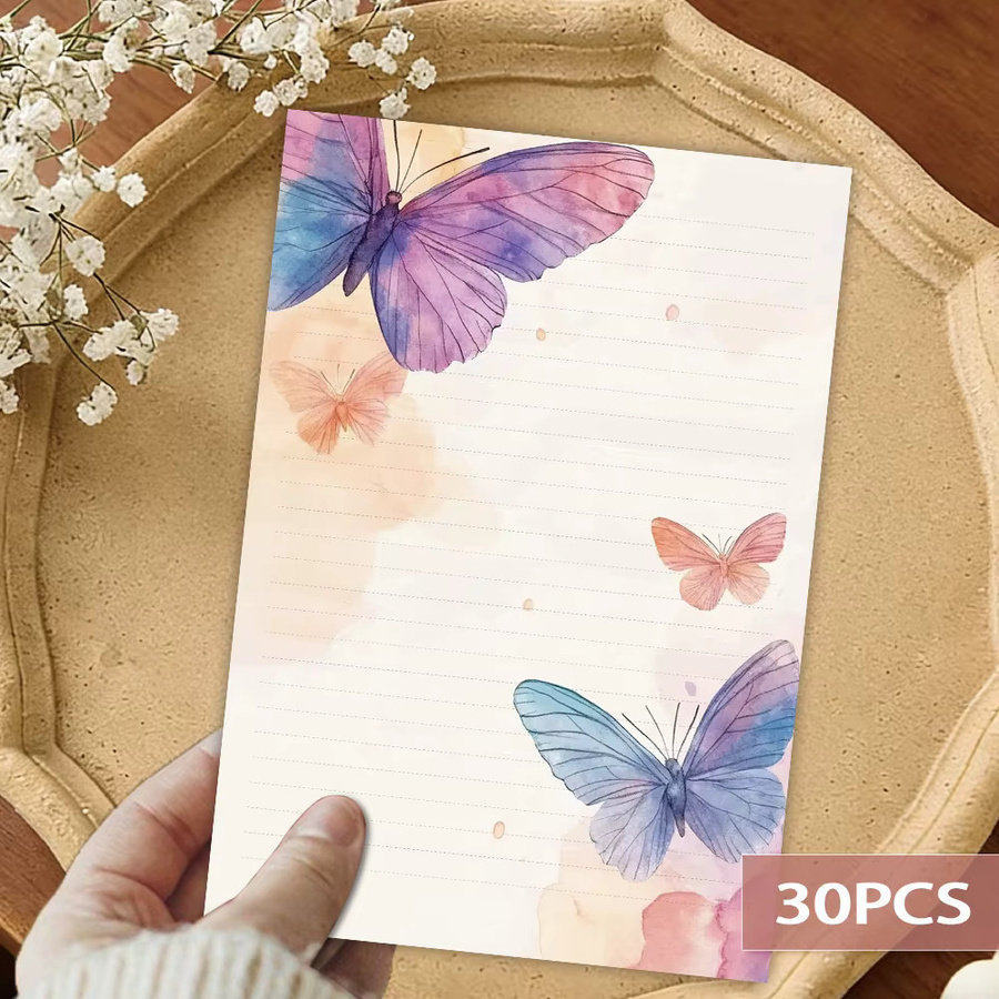 30 Blatt Fantasy Butterfly Aquarell-Briefpapier B5, liniert, weiß und mehrfarbig - Bild 3