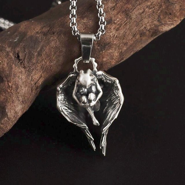 Benicetees Halskette mit Anime-Mecha-Anhänger, Silber, Unisex - Bild 1