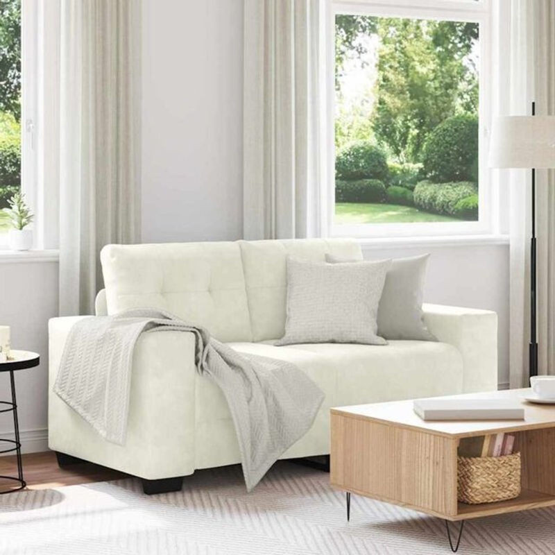 Vidaxl 2-Sitzer Sofa aus Samt in Beige mit Metallgestell, Modernes Design, Breite: 120 cm - Bild 1