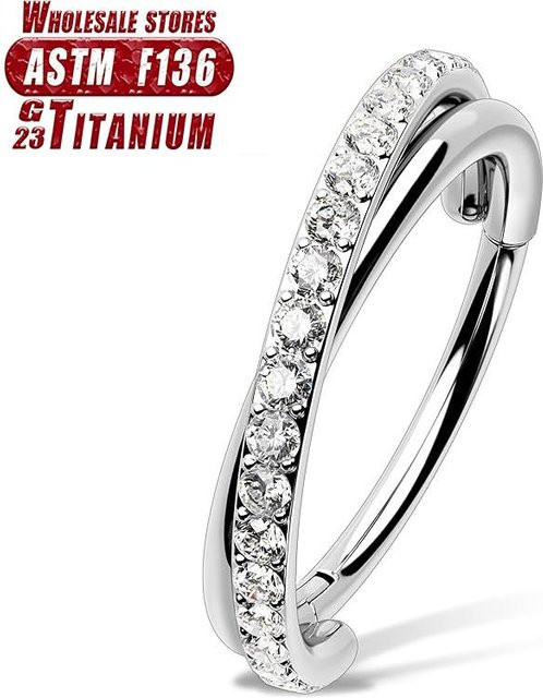 Creolen Ring, Titan, Weiß, Zirkonia, Damen, 10mm - Bild 1