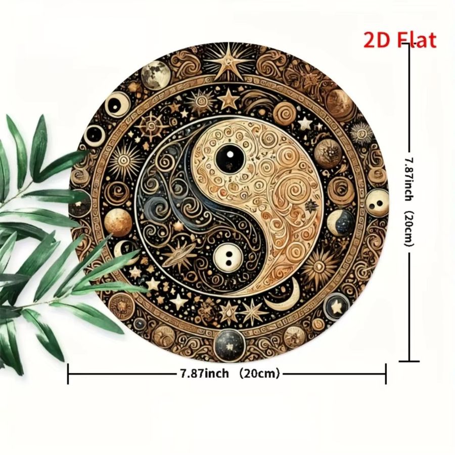 HELLOYOUNG Yin Yang Feng Shui Metallschild als Hängedekoration für Innen- und Außenbereich - Bild 2