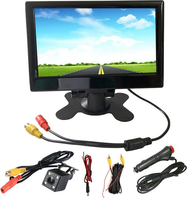 DIYelecs 7-Zoll Auto Rückfahrmonitor RH-705D in Schwarz mit 170 Grad Weitwinkel und HD Farb-LCD für 12 bis 24V LKW Anhänger und Van - Bild 1
