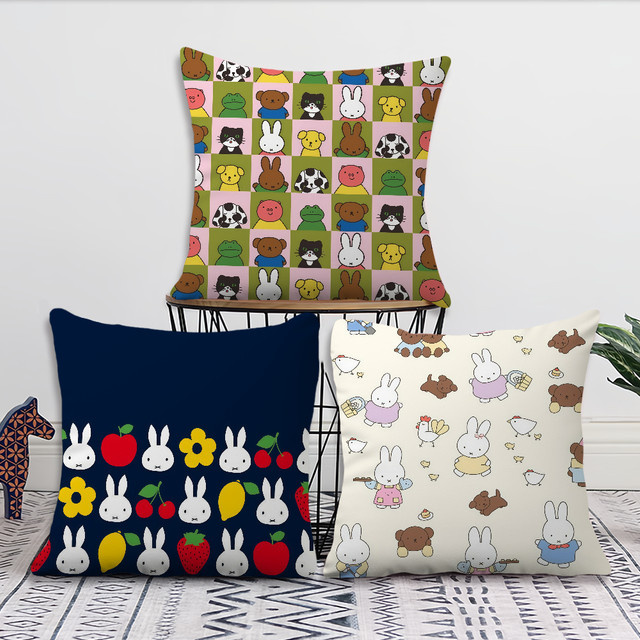 Miffy Kaninchen Kissenbezug im Kawaii-Stil, quadratisch, Multicolour, Breite: 30 cm, Höhe: 30 cm - Bild 1