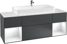 V&B Finion Waschtischunterschrank mit Wandbeleuchtung, Farbe: Weiß lackiert, Breite: 160 cm, Tiefe: 50,1 cm, Höhe: 50,1 cm - Bild 1