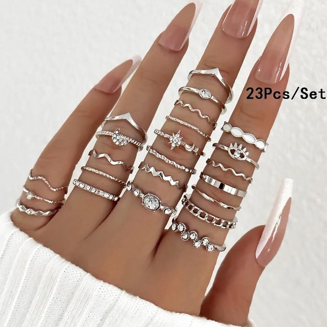 YIRAN jewelry Ring Set, Kupfer, Gold, Zirkonia, Damen - Bild 1