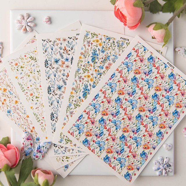 Wasserlösliches Polymer-Ton-Transferpapier mit farbigem Blumenmuster für die Herstellung von Ohrringen - Bild 1