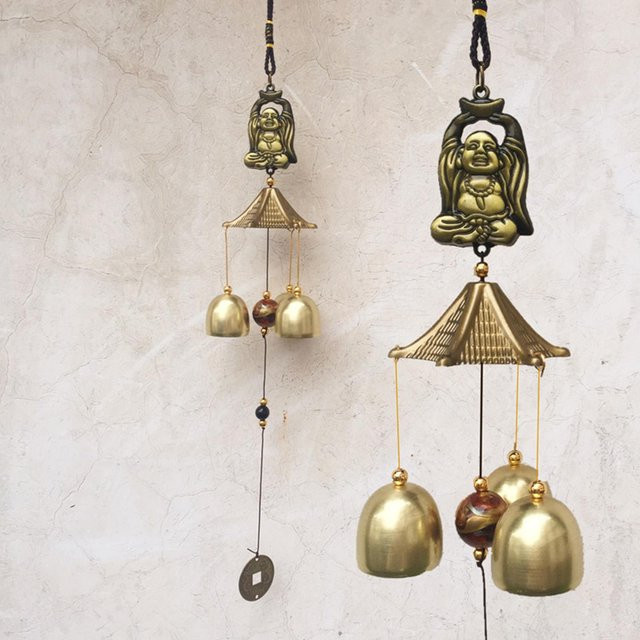 GoolRC Retro Windspiel aus Metall in Beige und Gold mit Maitreya-Design - Bild 1