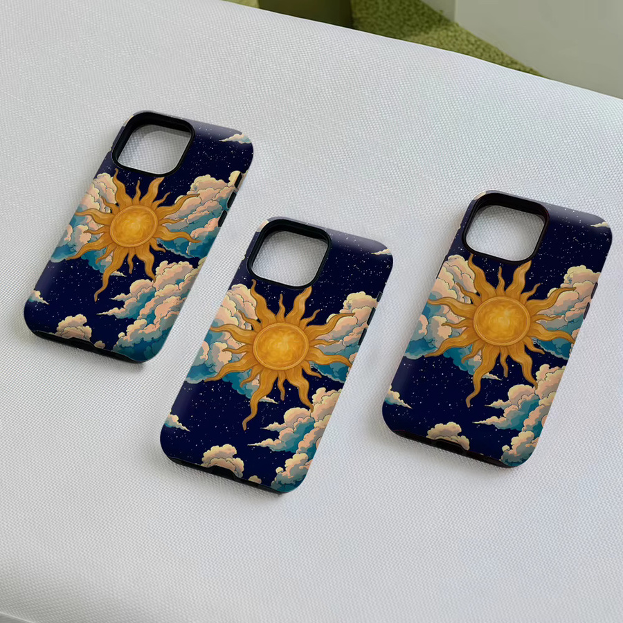 Potdemiel Handyhülle Golden Sun in Clouds für iPhone 17 16 15 14 13 Pro Max Plus, robuste doppelschichtige magnetische Hülle in Gold und Multicolour - Bild 5