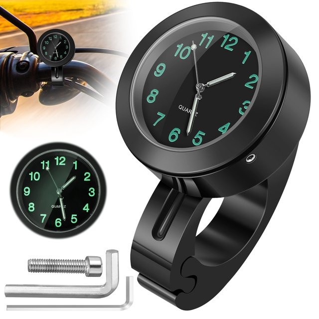 Motorrad Uhr, Chrom, wasserdicht, 7/8" - Bild 1