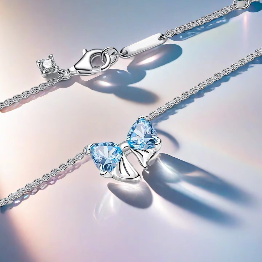 Schmuckset 925 Silber, blaue Schleife, Damen - Bild 2