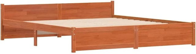vidaXL Bettrahmen aus massivem Kiefernholz in Wachsbraun, B/T/H: 205,5 x 95,5 x 51 cm - Bild 1